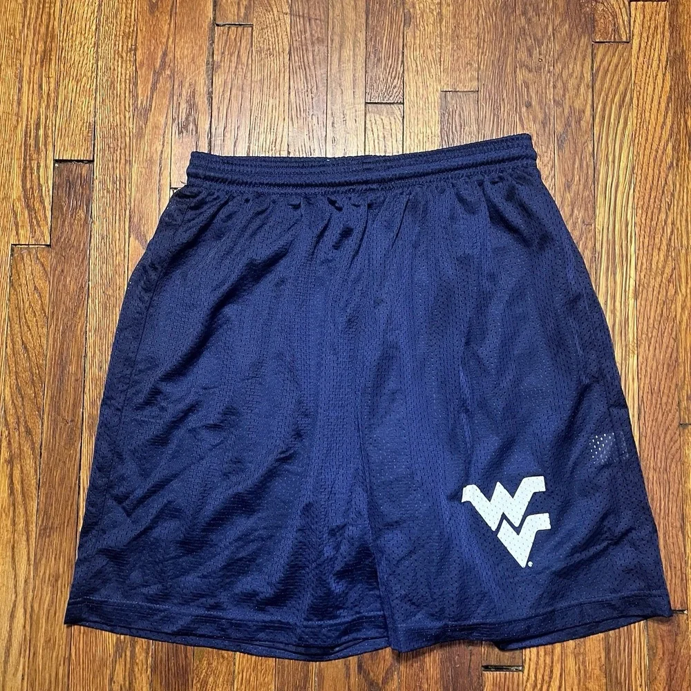 West Virginia University Sportek Shorts Size Medium Navy Blue Polyester Preowned